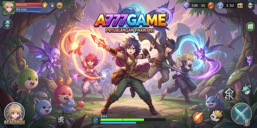 Tangkapan layar A777GAME menampilkan aksi pertempuran karakter Anime yang seru.