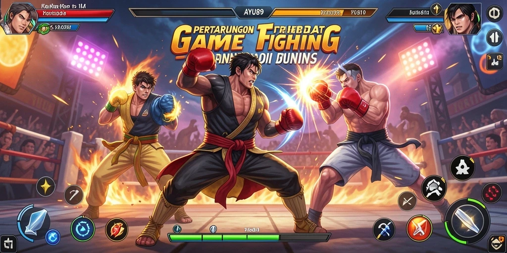 Screenshot AYU89 menampilkan karakter bertarung dengan efek visual yang memukau.