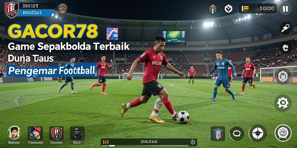 Screenshot dari gameplay <strong>GACOR78</strong> menampilkan aksi seru pertandingan sepakbola.