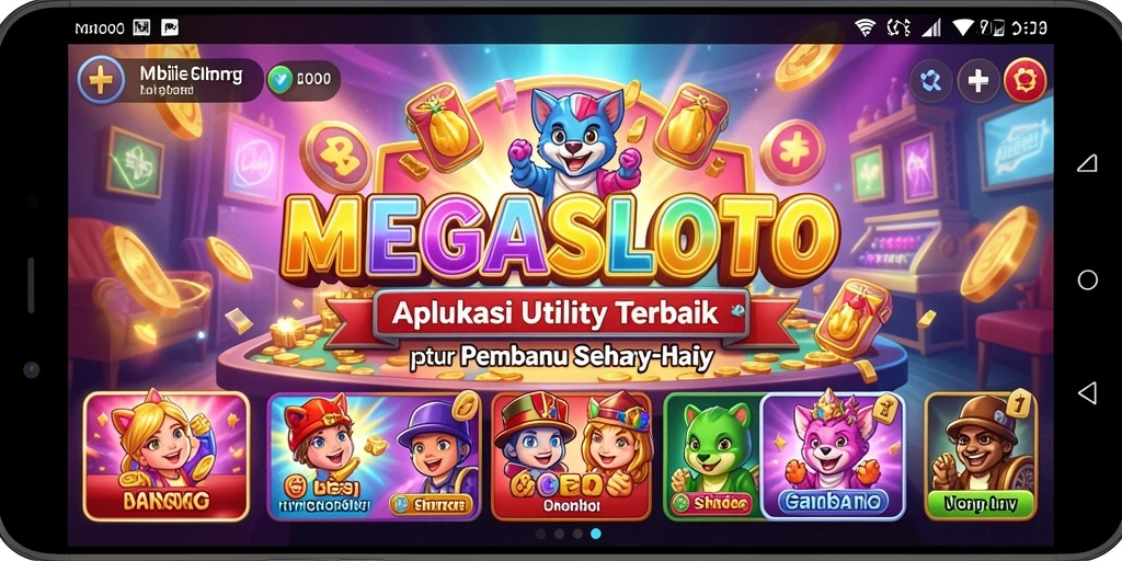 Tampilan antarmuka aplikasi MEGASLOTO dengan fitur manajemen tugas.