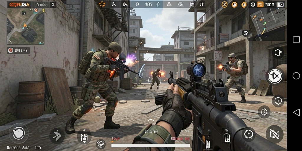 Screenshot gameplay <strong>QQNUSA</strong> menunjukkan aksi menegangkan di medan perang.