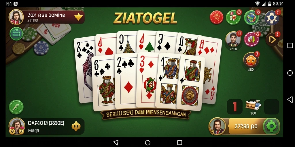 Gameplay ZIATOGEL menampilkan pertandingan domino yang seru dan menghibur.